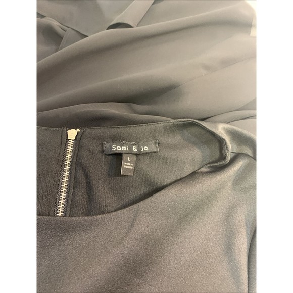 Sami & Jo Black Beaded Evening Dress Mid Length With OverSkirt, Women's SIze L - Picture 6 of 13